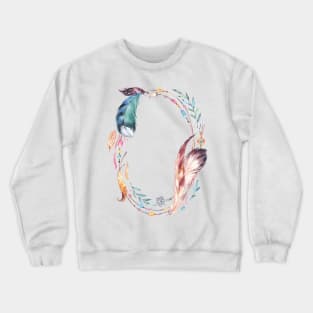 Image: Watercolor, Feather wreath Crewneck Sweatshirt